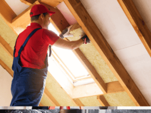 image of a contractor installiing insulation