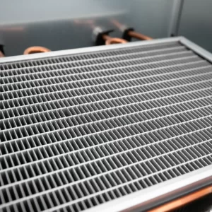clean evaporator coil with bright metal fins