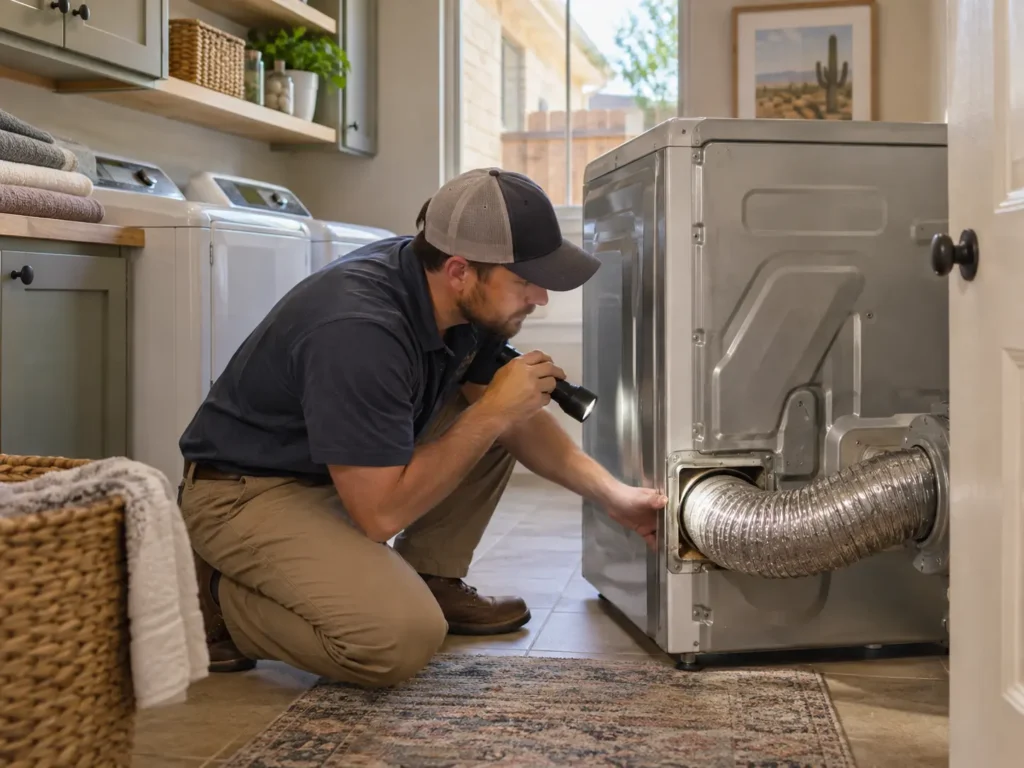 Dryer vent inspection by technician